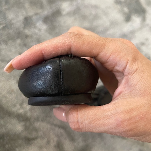 Tory Burch Reva Ballet Flats Black Gold Logo US 7.5 M Women's - Picture 5 of 6